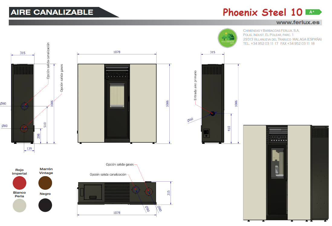 Bricosol Estufa De Pellets Phoenix Steel 10 Negro De Ferlux_2