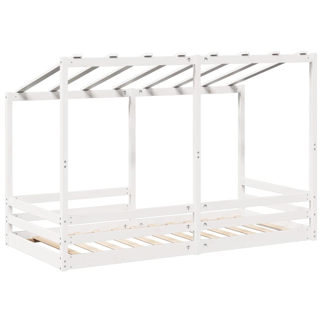Cama Infantil Con Techo Madera Maciza Pino Blanca 100x200 Cm_5