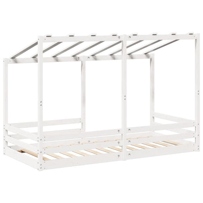 Cama Infantil Con Techo Madera Maciza Pino Blanca 100x200 Cm_5