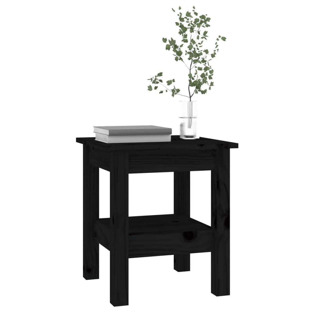 Mesa De Centro De Madera Maciza De Pino Negro 35x35x40 Cm_3