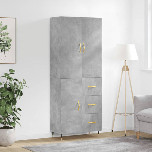 Aparador Alto Madera Contrachapada Gris Hormigón 69,5x34x180 Cm_0