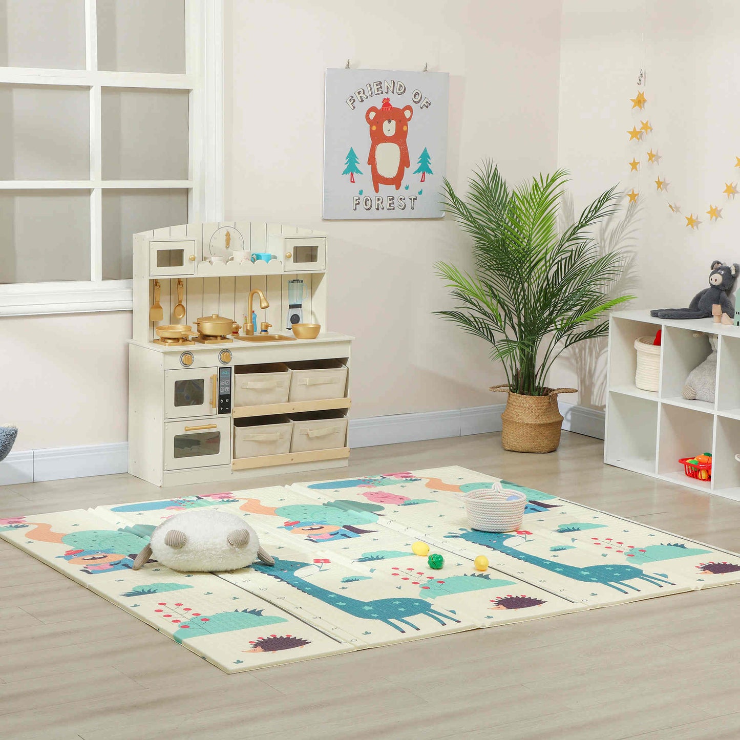 Aiyaplay Alfombra Bebé Acolchada Plegable Reversible 196x176x1,5 Cm Multicolor_1