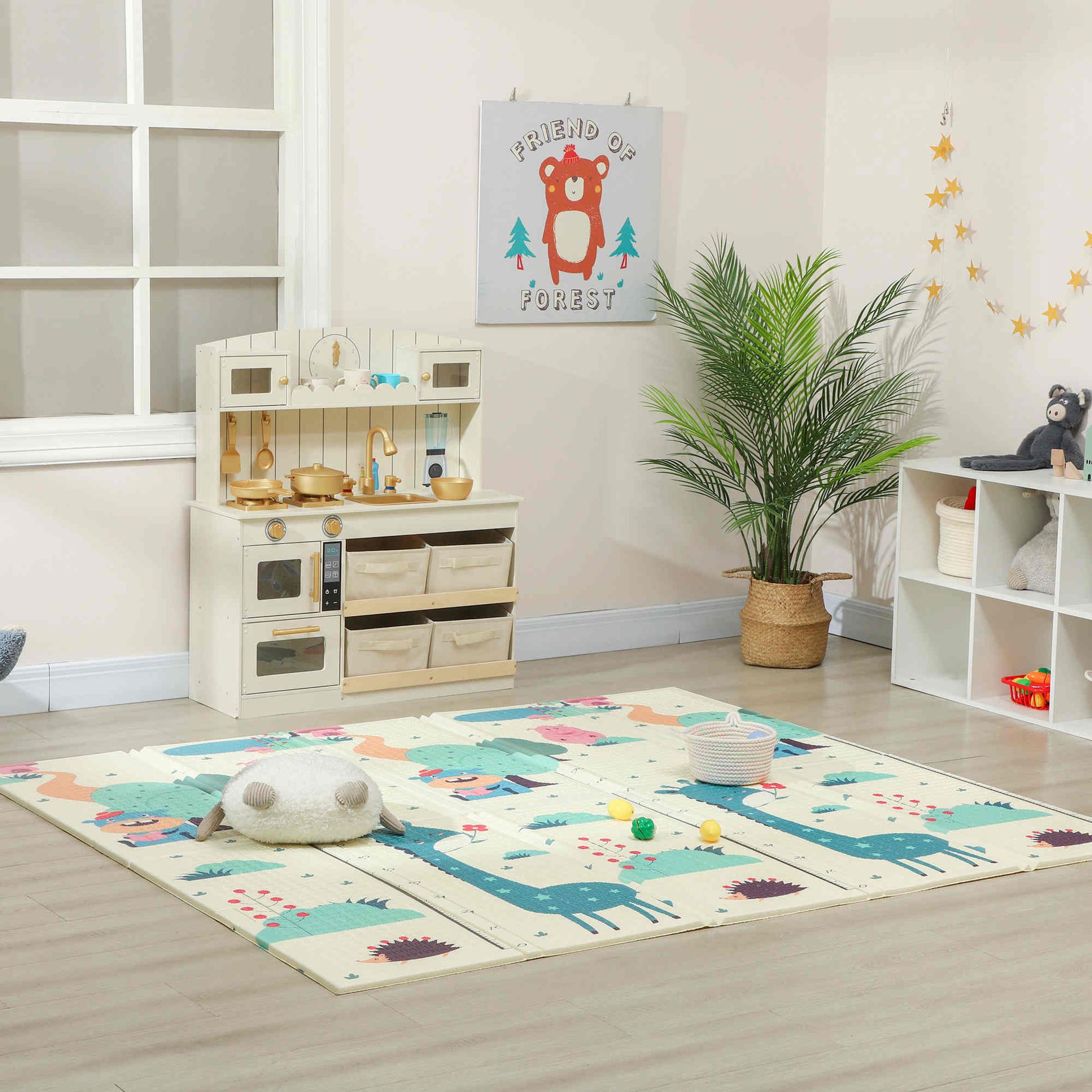 Aiyaplay Alfombra Bebé Acolchada Plegable Reversible 196x176x1,5 Cm Multicolor_1