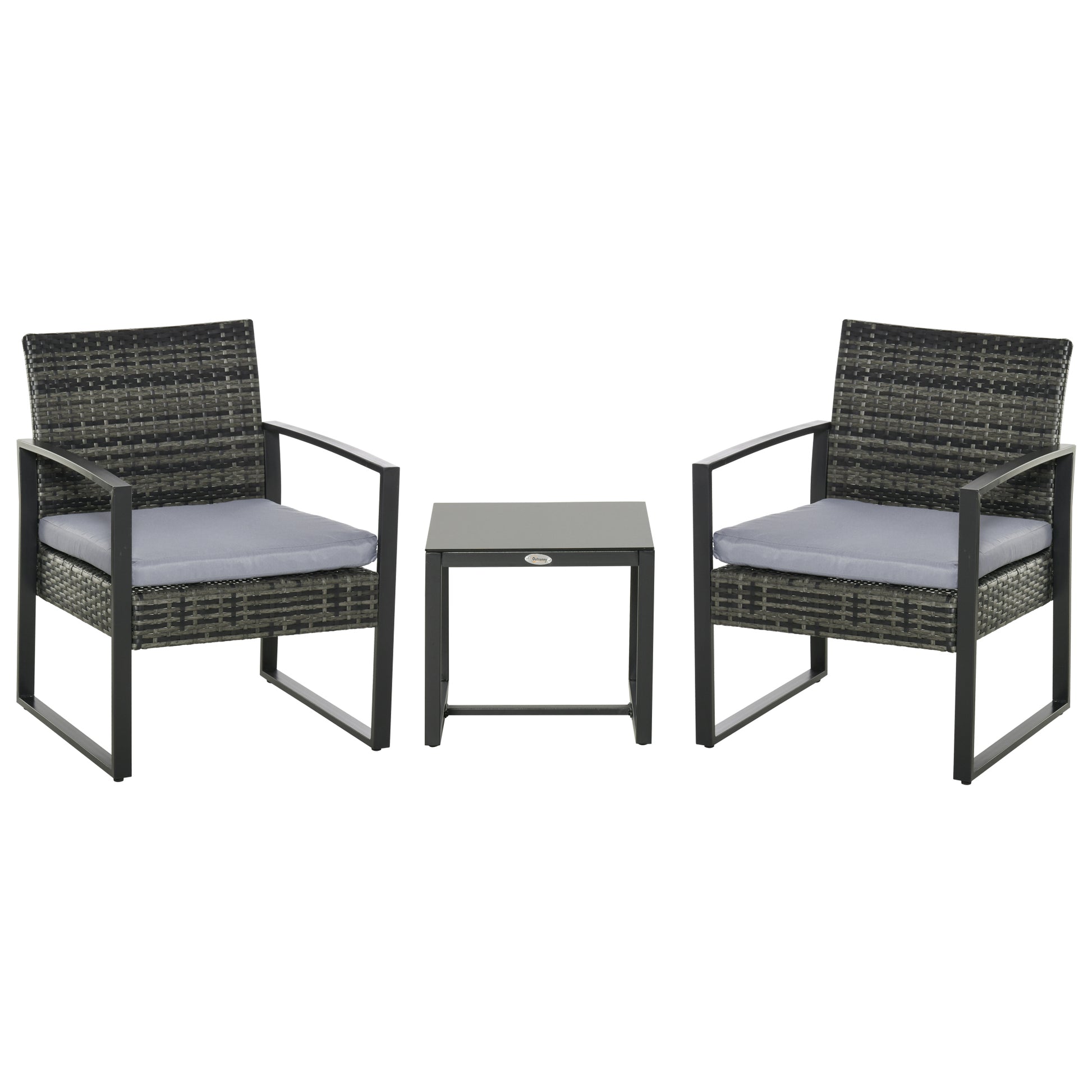 Outsunny Conjunto De Mesa Y Sillas De Jardín Para Exterior De 3 Piezas Gris_0