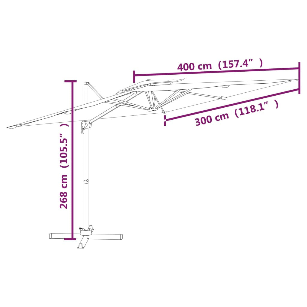 Vidaxl Sombrilla Colgante De Doble Techo Terracota 400x300 Cm_2