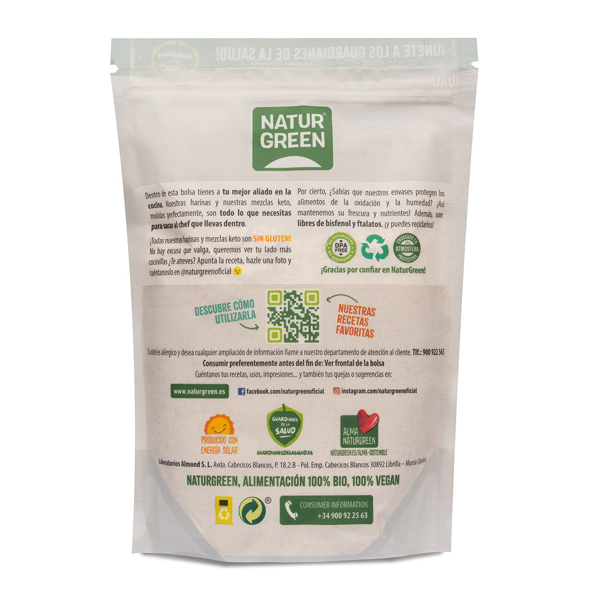 Harina de Avena Integral Sin Gluten NaturGreen 500 g