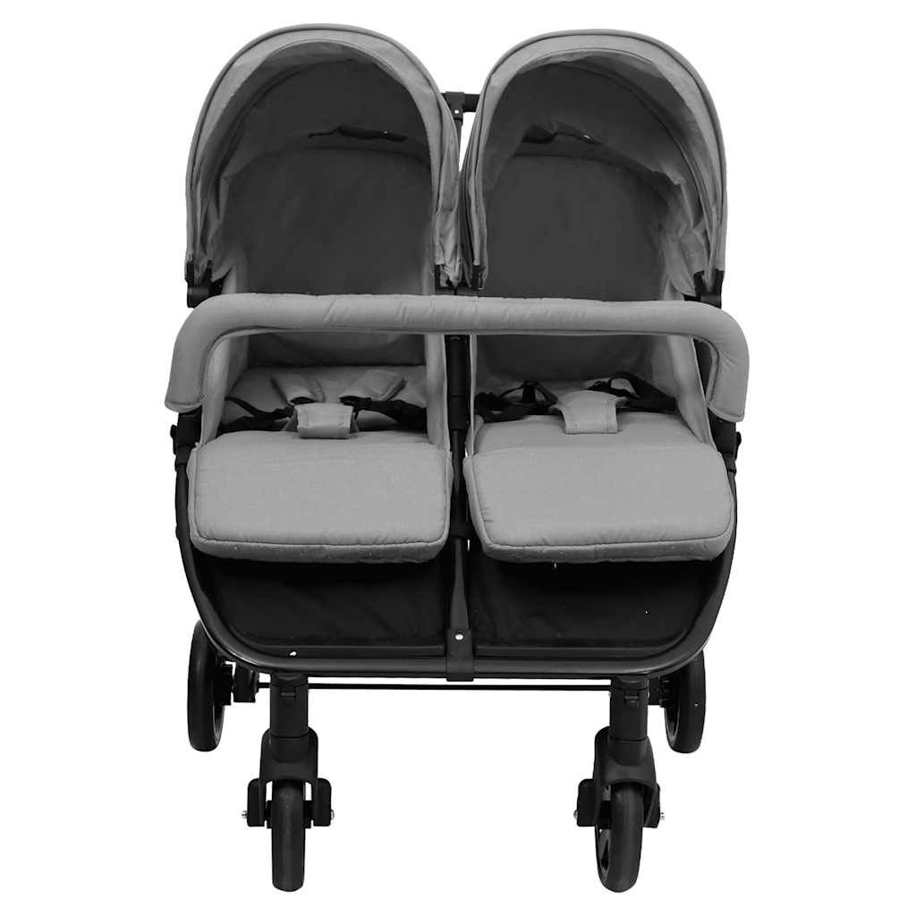 Vidaxl Carrito Para Gemelos De Acero Gris Claro Y Negro_1