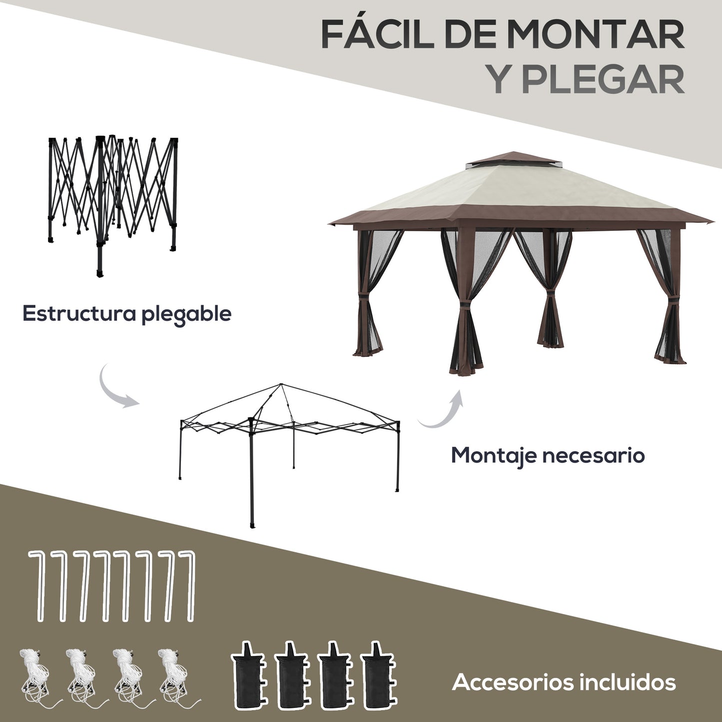 Outsunny Carpa Plegable Pop-up 4x4x2_4