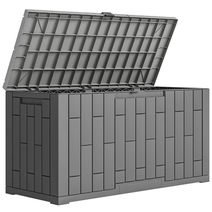 Outsunny Arcón Exterior 227l De Pp Con Cerradura Resistente Al Agua Anti-uv Gris_0