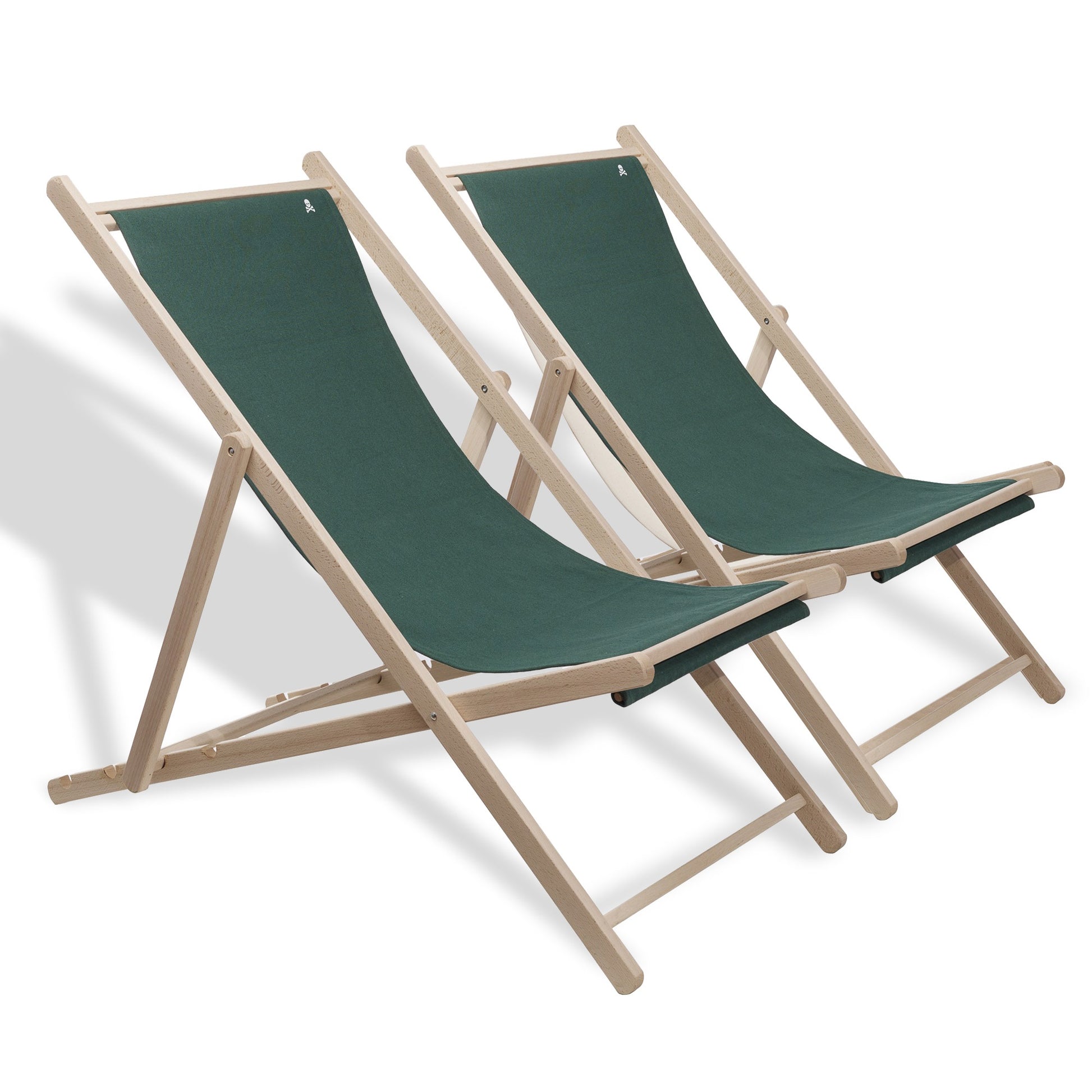 Set De 2 Hamacas Plegables De Madera De Haya, Verde Oscuro, Sin Brazos - Scalpers_4