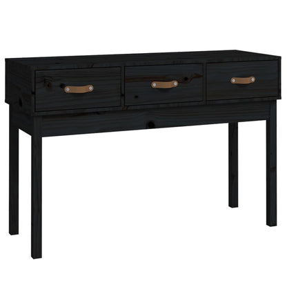 Mesa Consola Madera Maciza De Pino Negro 114x40x75 Cm_0