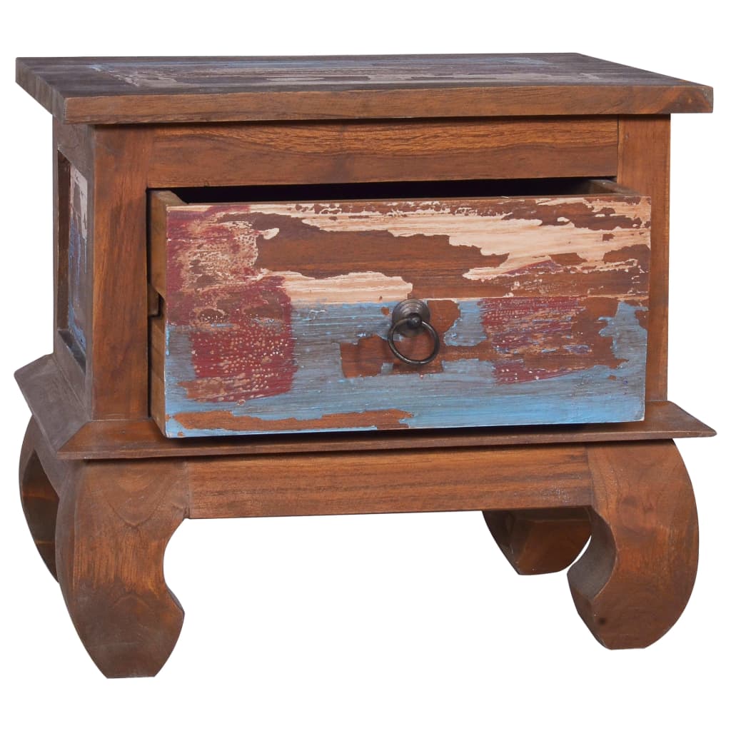Mesita De Noche De Madera Reciclada De Teca 45x35x40 Cm_0