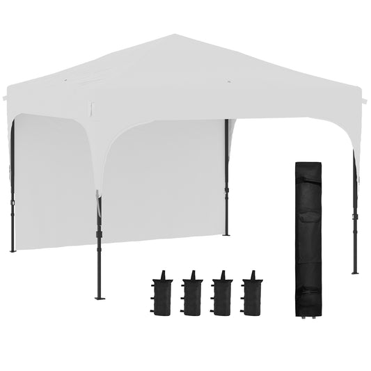 Outsunny Carpa Plegable 3x3 M Altura Ajustable 1 Pared Lateral Blanco_0