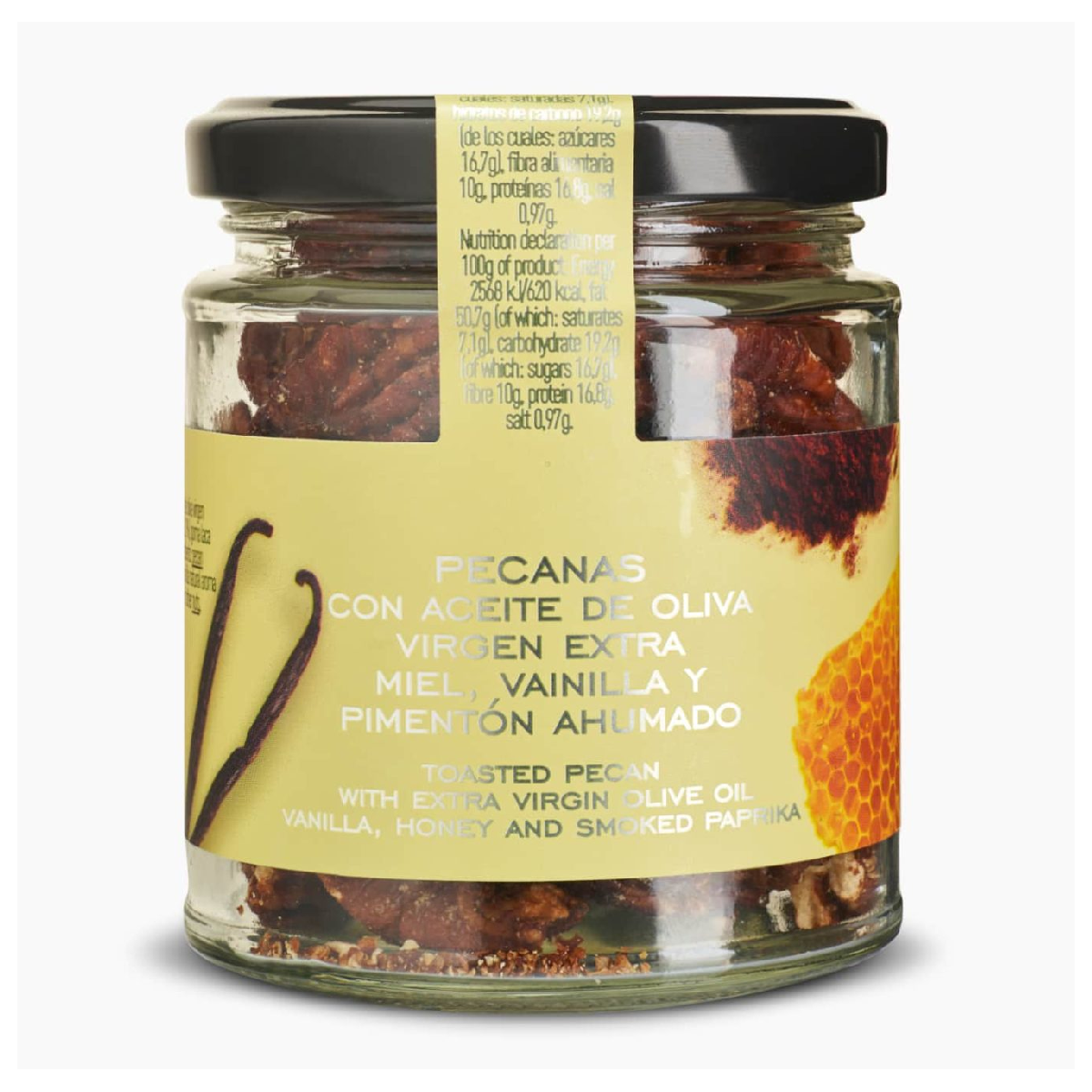 Nueces Pecanas con Aceite de Oliva Virgen Extra, Miel, Vainilla y Pimentón Ahumado La Chinata 110g
