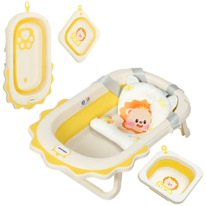Aiyaplay Bañera Plegable Para Bebés Con Cojín Y Palangana Amarillo_0