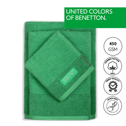 Set 3pcs Toallas De Baño (30x50+50x90+70x140cm) 450 Gsm 100%algodon Verde Casa Benetton