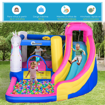Outsunny Castillo Hinchable Infantil Con Tobogán Inflador 360x305x210 Cm Multi_5