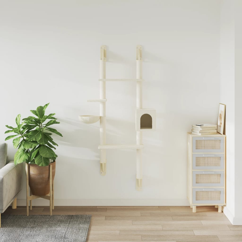 Árbol Rascador Para Gatos De Pared Crema 180 Cm_2