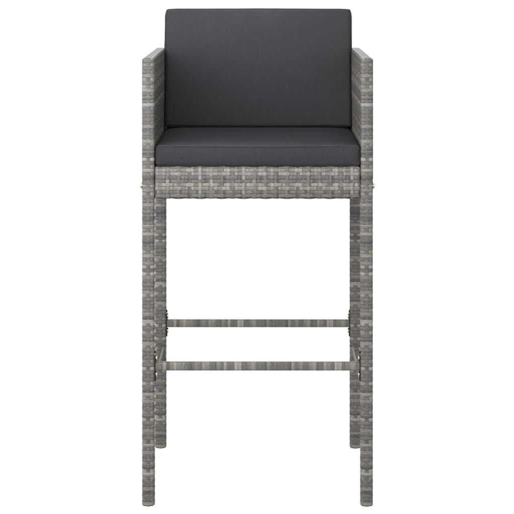 Vidaxl Taburetes De Cocina Con Cojines 4 Unidades Ratán Sintético Gris_3