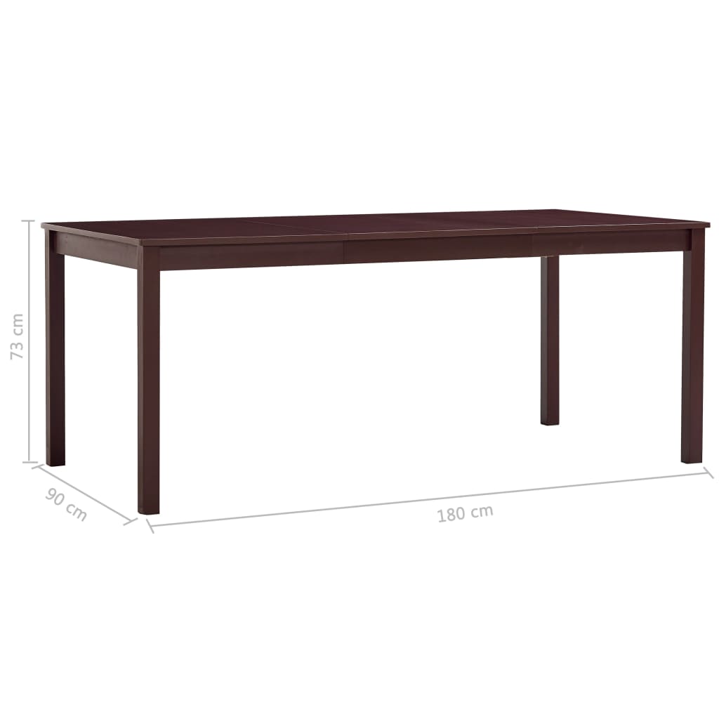 Mesa De Comedor De Madera De Pino Marrón Oscuro 180x90x73 Cm_3