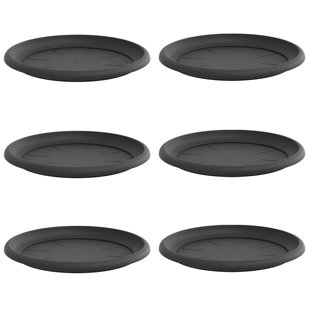 Bandeja Redonda Para Flores 6 Pcs Negro Ø 14 X 2 Cm Plástico_0