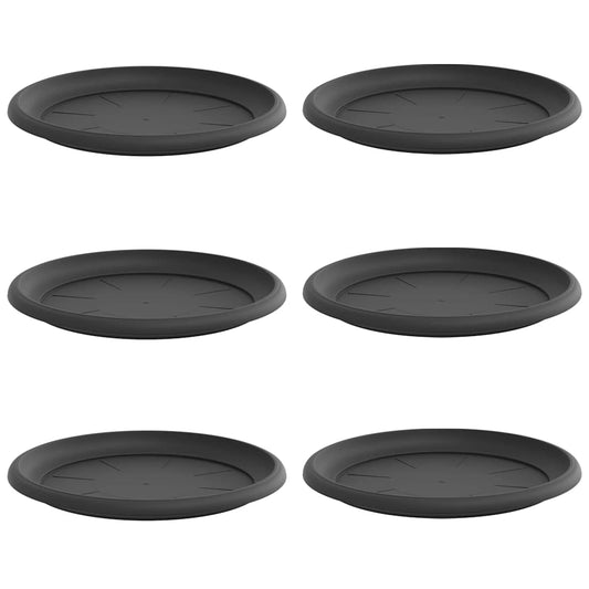 Bandeja Redonda Para Flores 6 Pcs Negro Ø 14 X 2 Cm Plástico_0