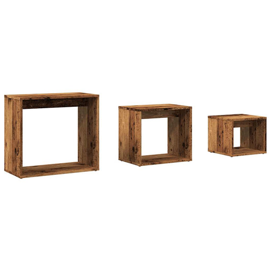 Mesas Apilables 3 Uds Madera De Ingeniería Envejecida_0