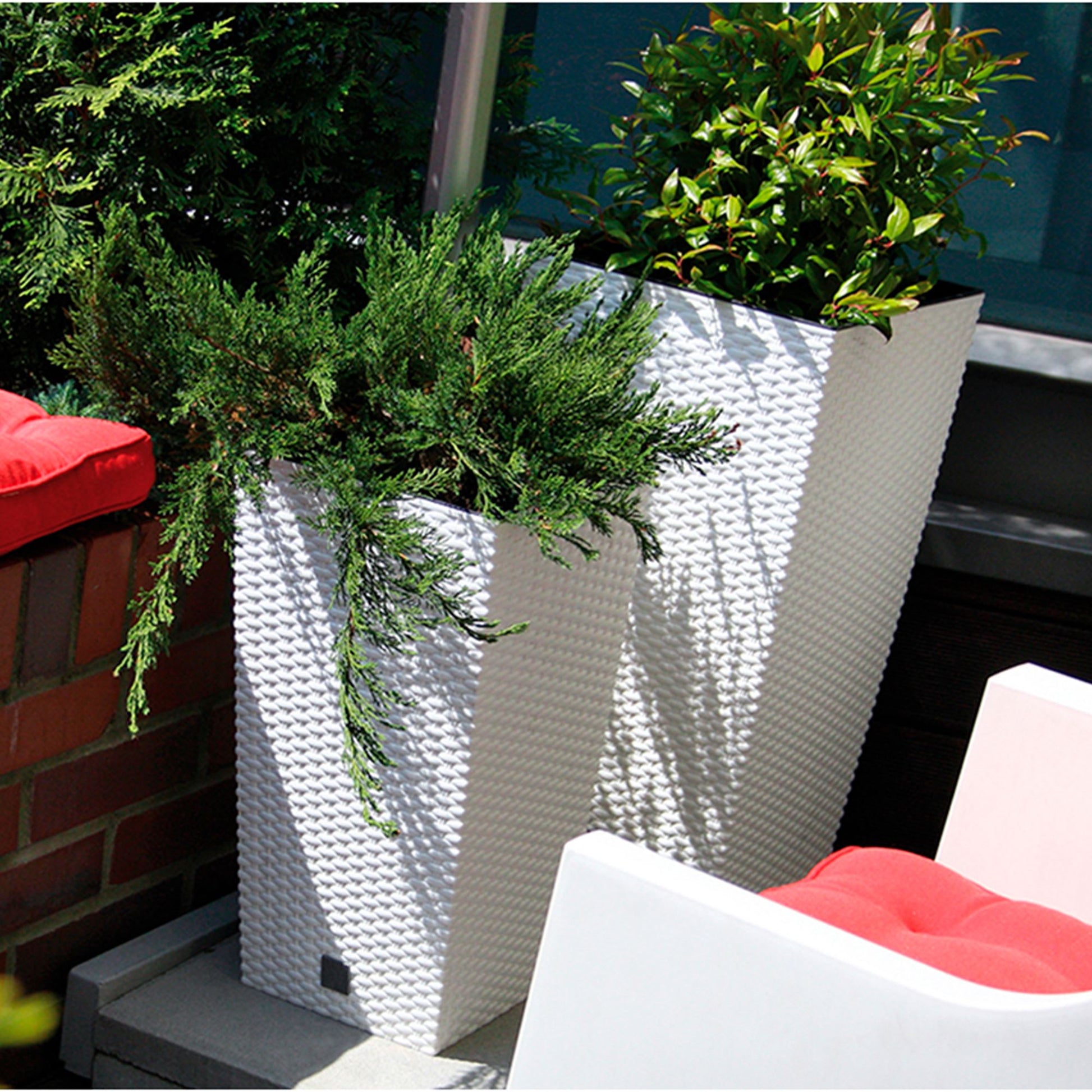 Maceta Alta Cuadrada 19 L Prosperplast Rato Square  De Plástico Con Depósito En Color Blanco, 45 (alto) X 24 (ancho) X 24 (profundo) Cms_4