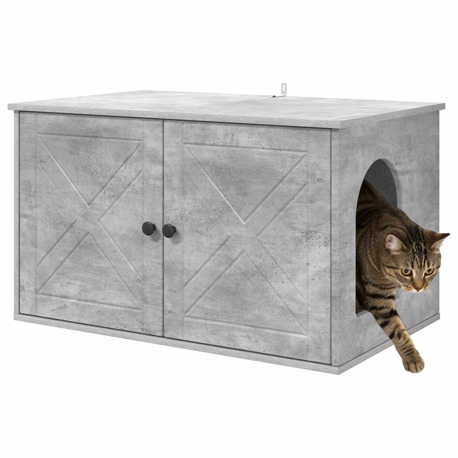 Casa Para Gatos Concreto 85 X 55 X 50 Cm Madera De Ingeniería_2