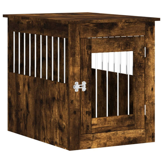 Jaula Para Perros En Mueble Estilo Roble Ahumado 55x75x65 Cm Material De Madera_0