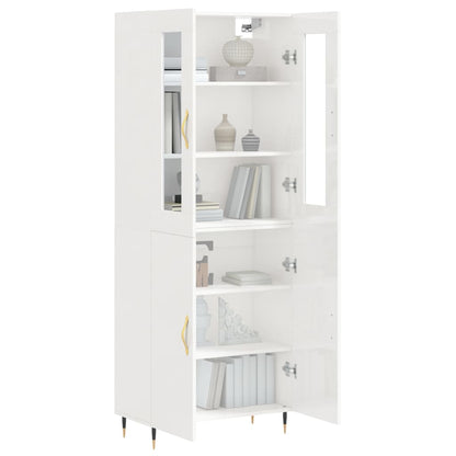 Aparador Alto Madera Contrachapada Blanco Brillo 69,5x34x180 Cm_2