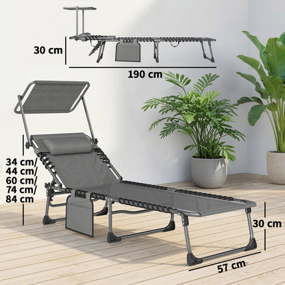 Outsunny Set De 2 Tumbonas Plegables Reclinables Con Parasol Y Bolsillo Lateral_2