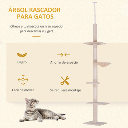 Pawhut Árbol Rascador Para Gatos De 230-260 Cm_3