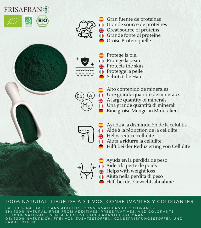 Espirulina En Polvo Ecológica - Calidad Y Sabor | Frisafran 100 G_3