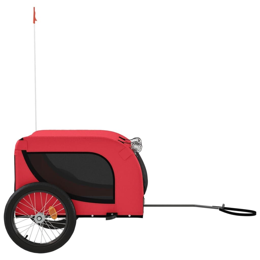 Vidaxl Remolque De Bicicleta Mascotas Hierro Tela Oxford Rojo Negro_4