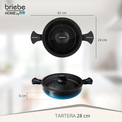 Briebe Cacerola Inducción Acero Forjado 28cm Antiadherente Sin Pfoa, Todas Cocinas Fabricada En España, Mare, Azul_5