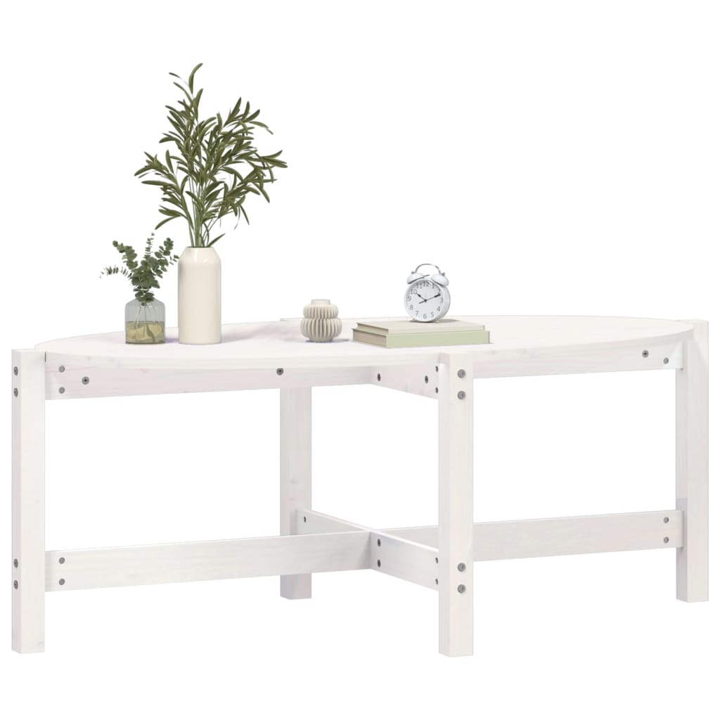 Mesa De Centro De Madera Maciza De Pino Blanco 118x63x45 Cm_2