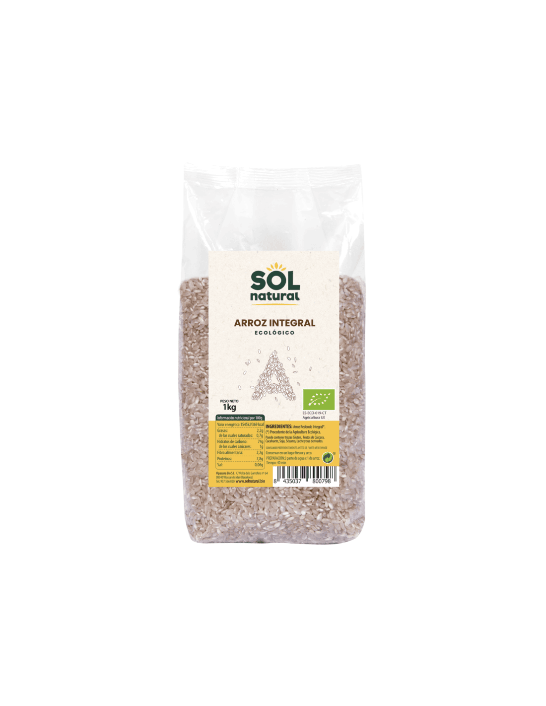 Arroz Redondo Integral Bio - Sol Natural