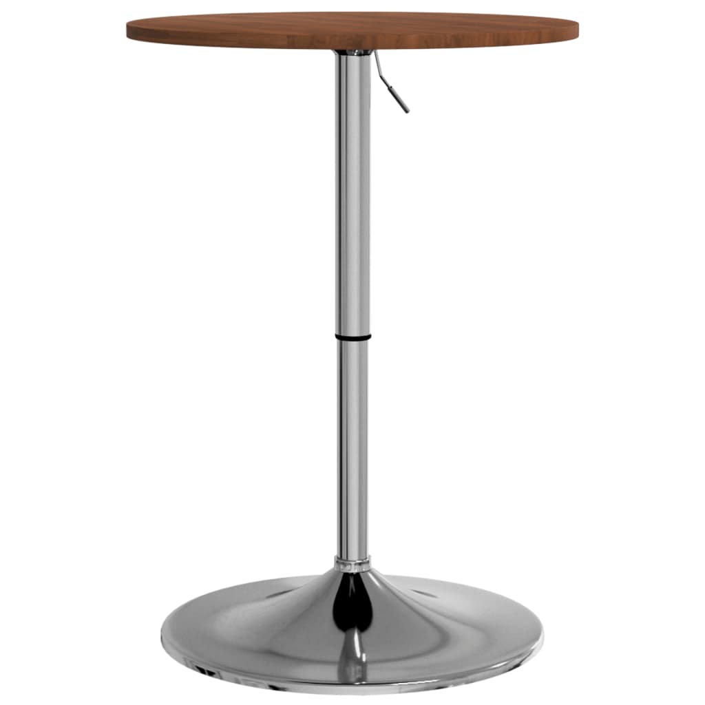 Mesa Alta De Madera Maciza Roble Marrón Oscuro Ø50x89,5 Cm_0