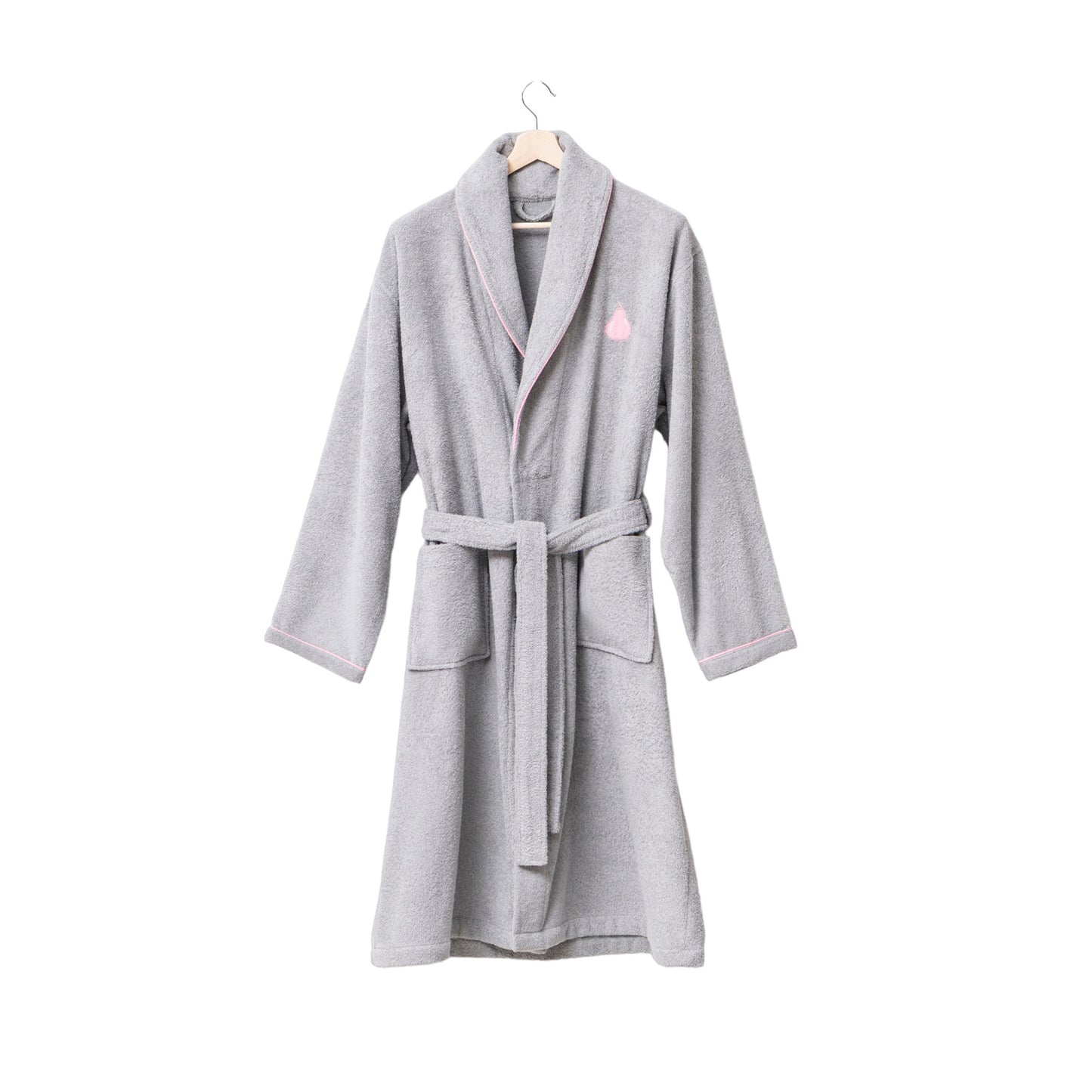 Albornoz L/xl 380gsm 100%algodon Gris Con Pera Rosa Benetton Fruits Be_1