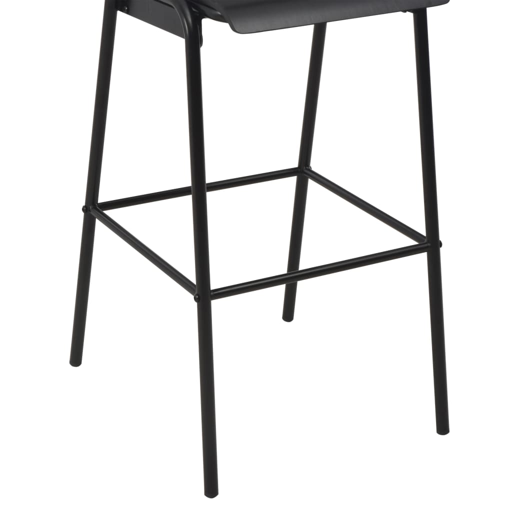 Taburetes De Cocina 6 Uds Madera Contrachapada Y Acero Negro_5