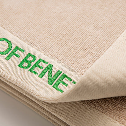 Toalla De Playa 90x160cm 380gsm 100% Algodón Velour Beige Con Logo Neutral Be