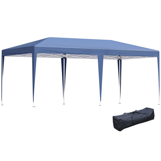 Outsunny Carpa Plegable 6x3 M Con Altura Ajustable En 3 Niveles Azul_0
