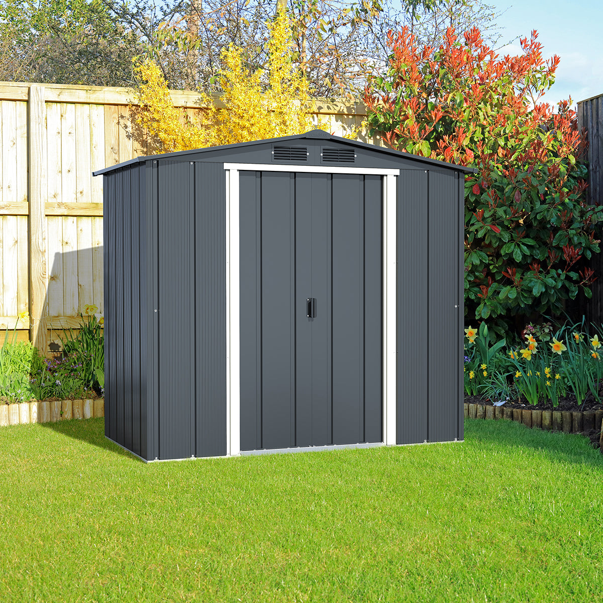 Caseta Cobertizo Eco Denia 6×4 Metal Gris Antracita_2