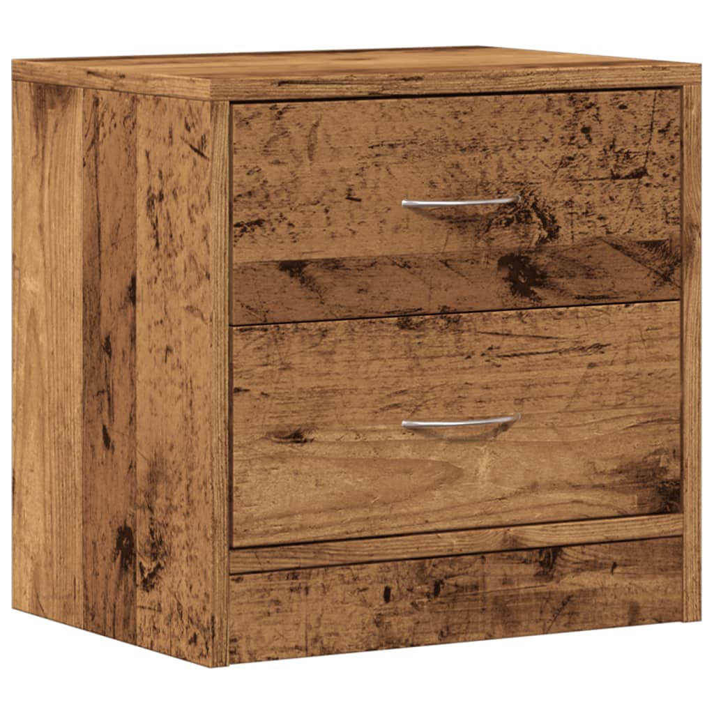 Mesita De Noche Madera De Ingeniería Envejecida 40x30x40 Cm_0