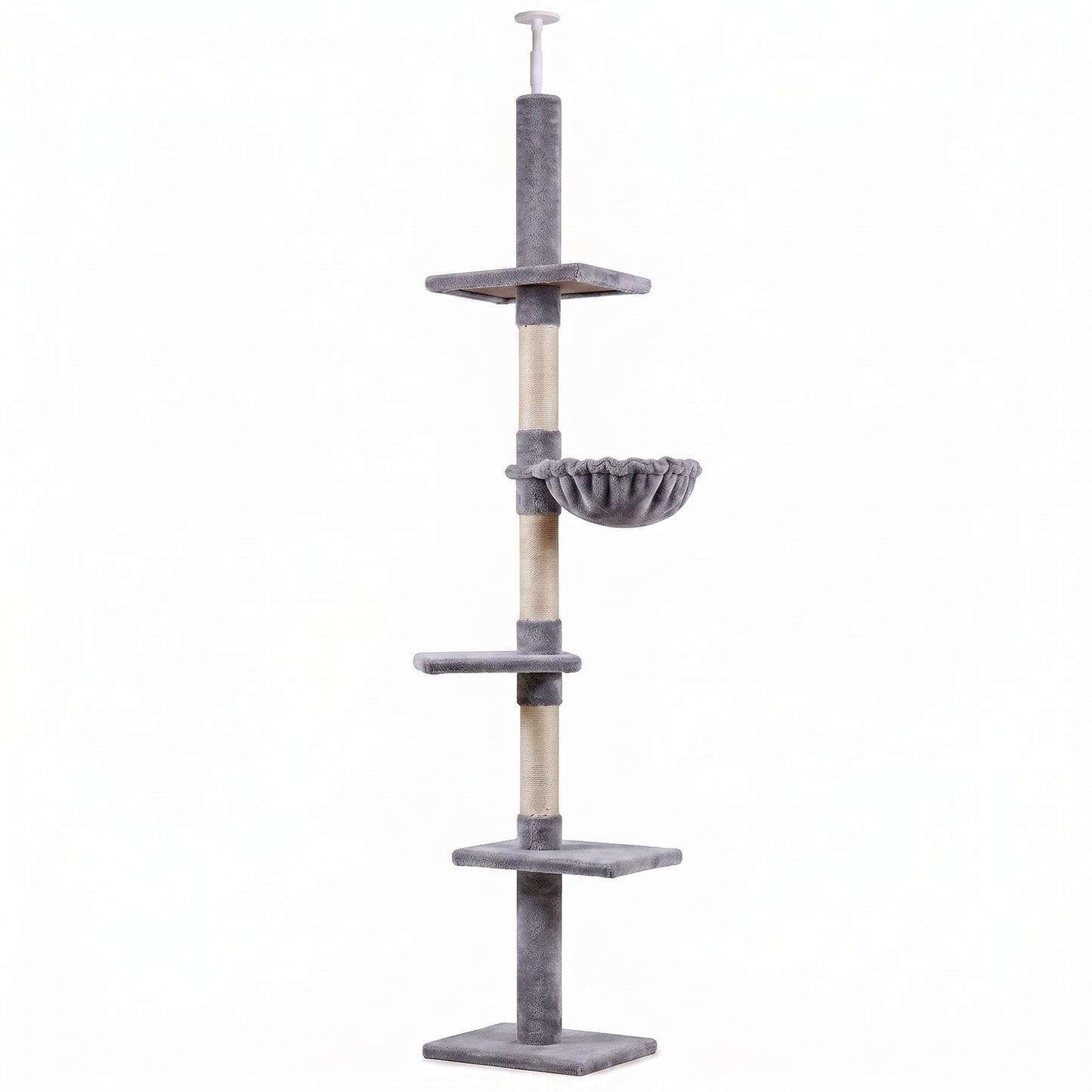 Pawhut Árbol Para Gatos De Suelo Al Techo De 230-260 Cm Con Plataformas Gris_0