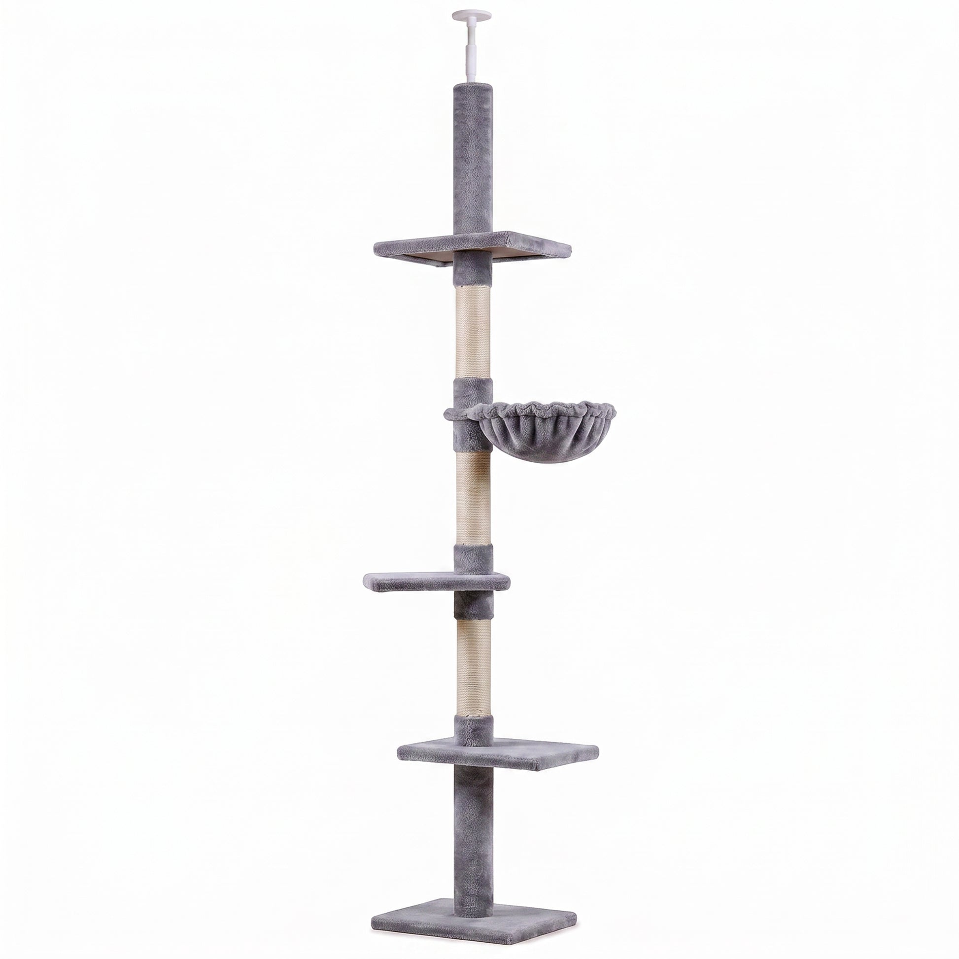 Pawhut Árbol Para Gatos De Suelo Al Techo De 230-260 Cm Con Plataformas Gris_0