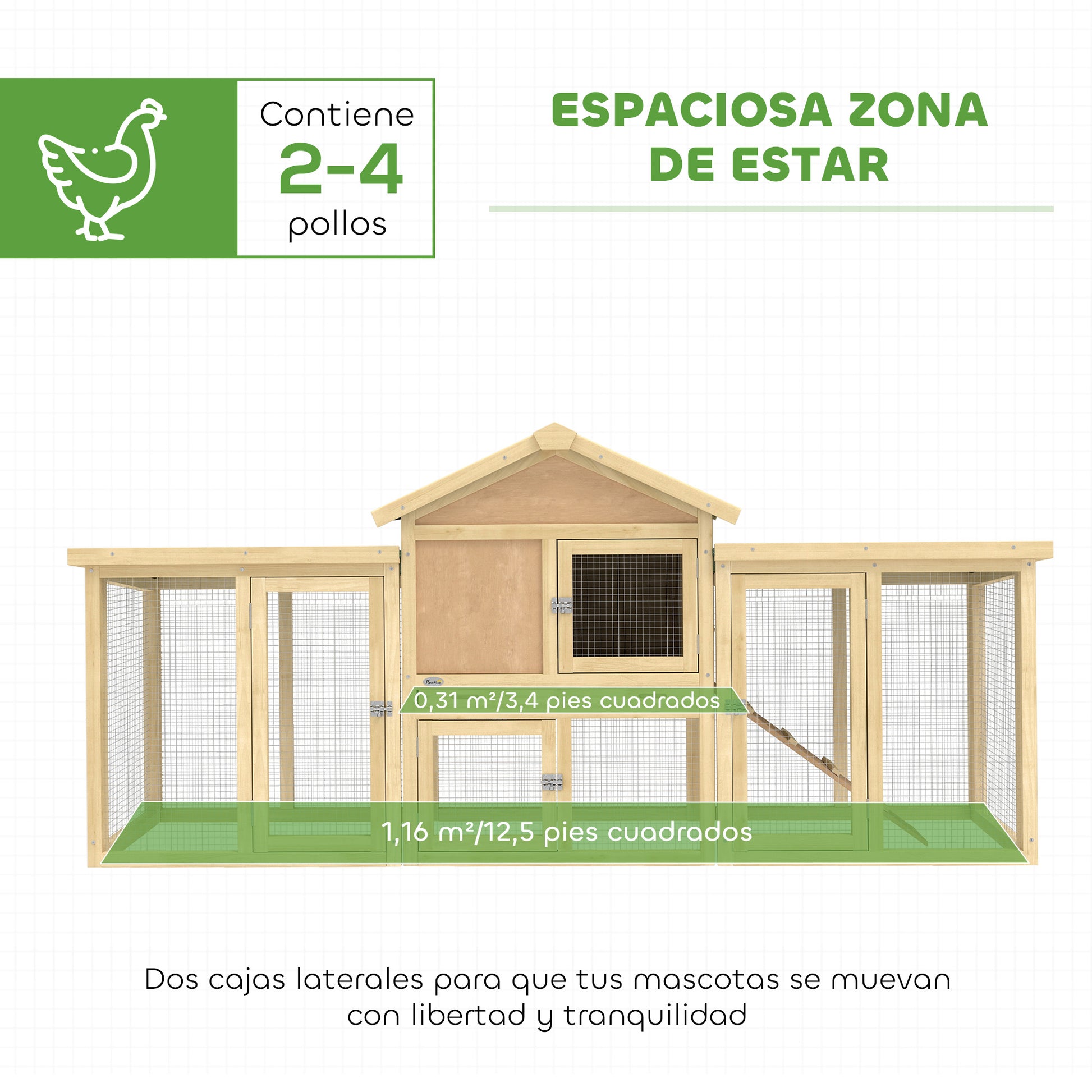 Pawhut Gallinero Para Exterior Grande De Madera_3