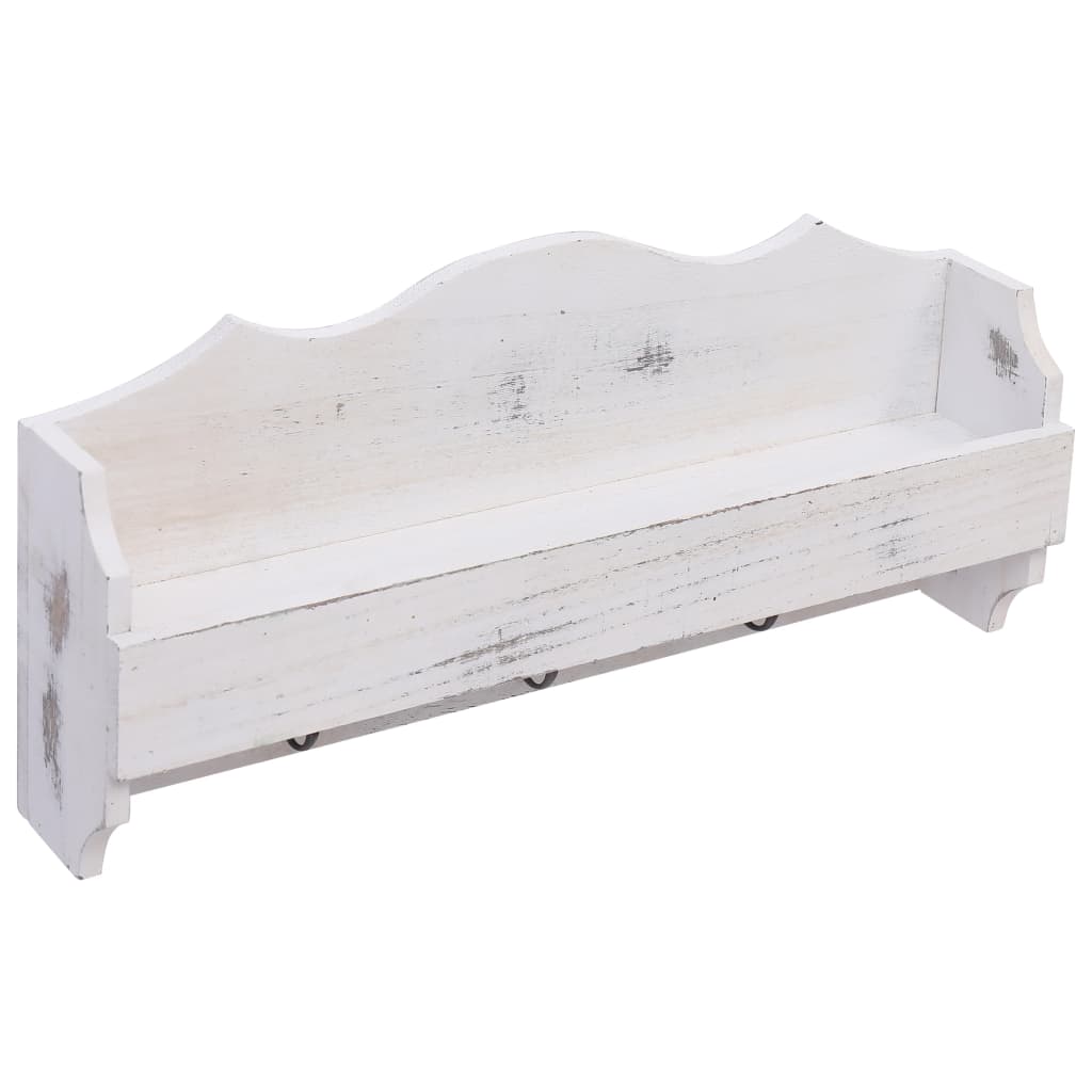 Perchero De Pared De Madera Blanco 50x10x23 Cm_0