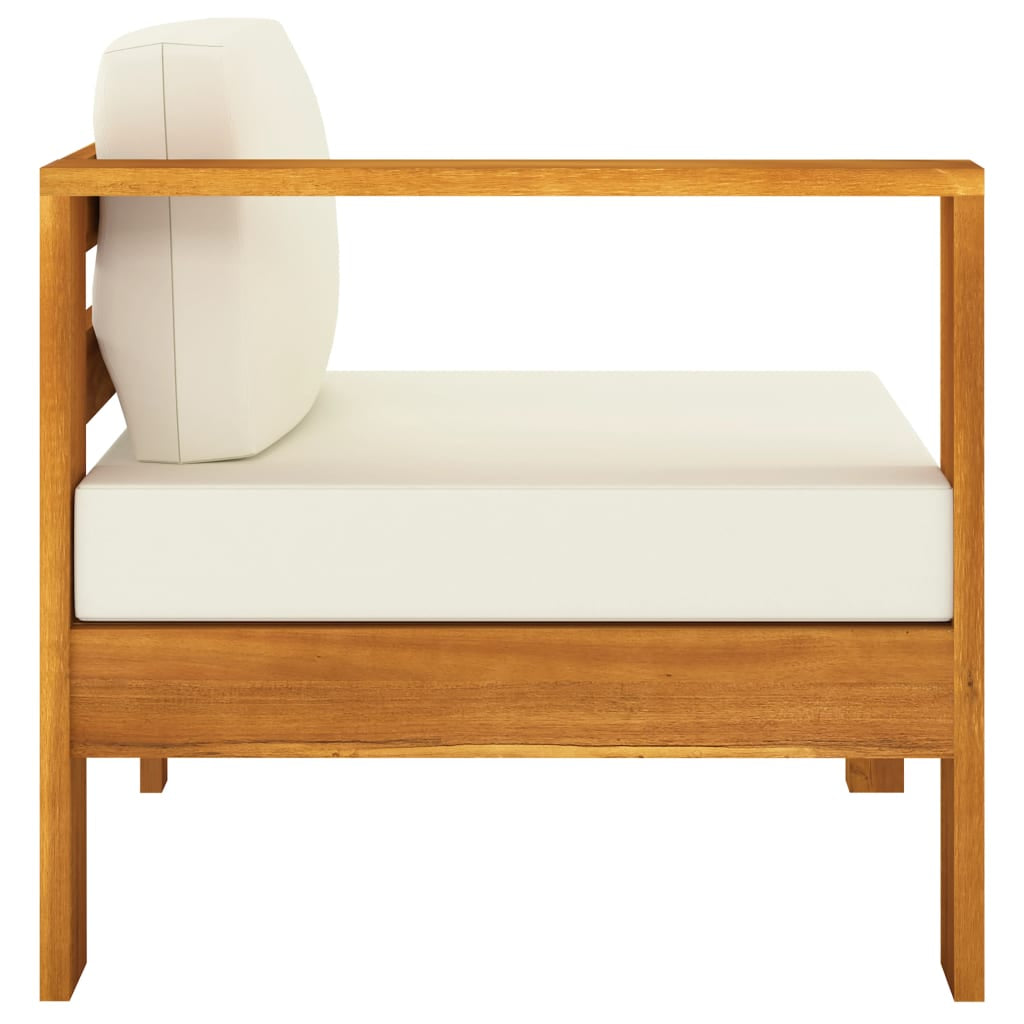 Vidaxl Sofá Central Con 1 Reposabrazos Madera Acacia Blanca Crema_3